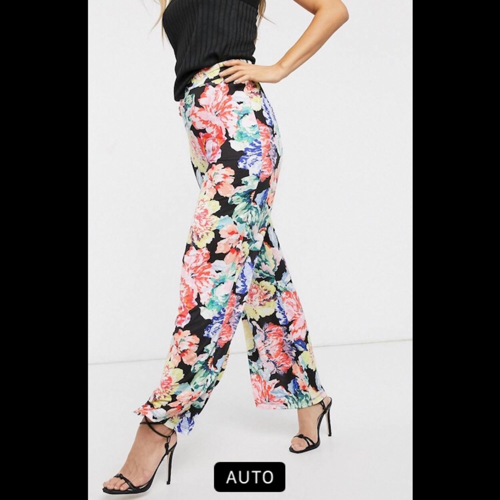 ASOS DESIGN bold floral plant wide leg trouser
